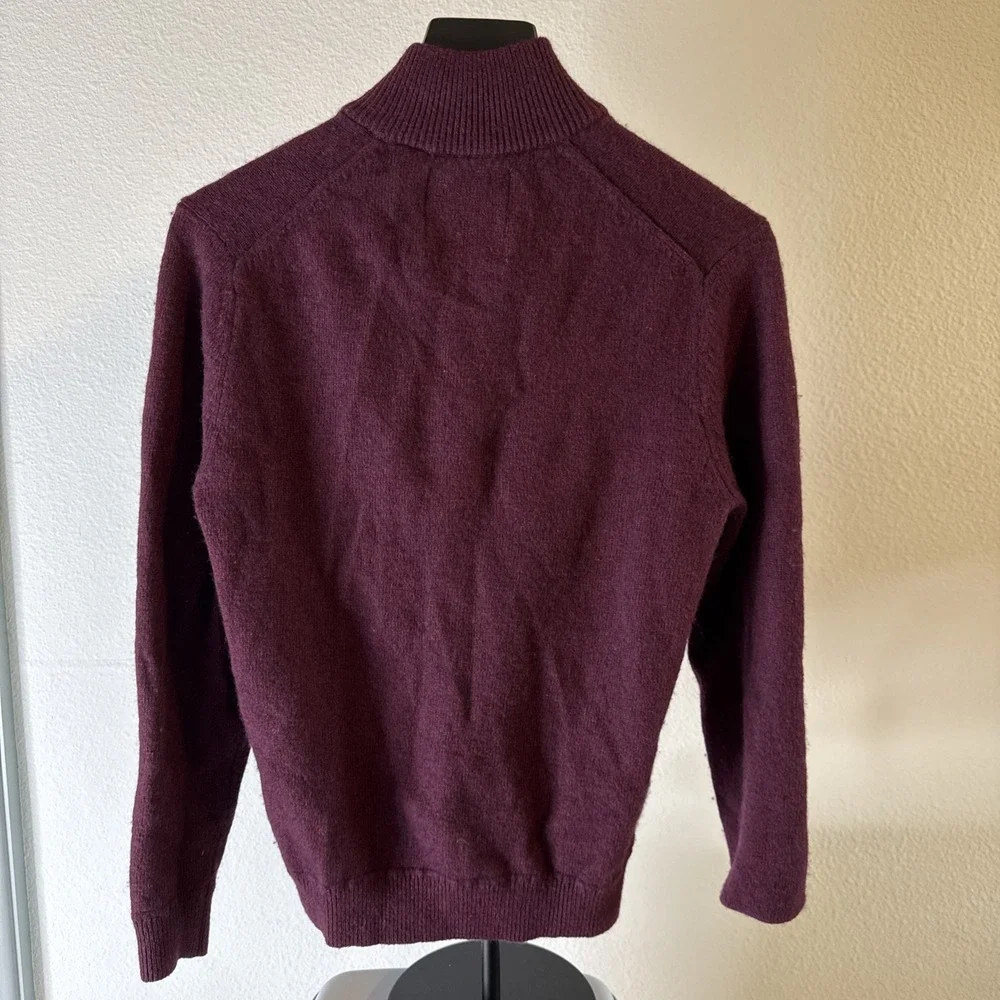 Superdry Mens 1/4 Zip Knit Sweater Pullover Wool Blend Maroon Size M